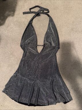 Silver shimmer mini dress